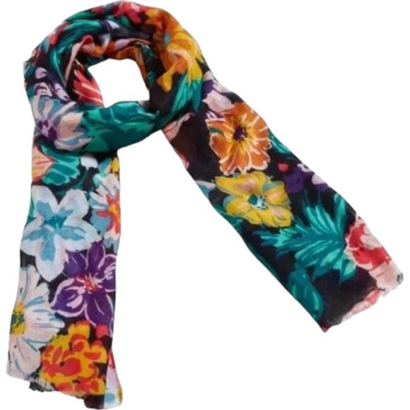VERA BRADLEY Floral Soft Fringe Scarf w/ Tags, 30"x 72" - Picture 1 of 6